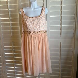Peach Sleeveless  Dress with Gold Accents